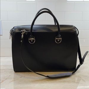 Jack Georges Black Italian Leather Briefcase Bag
